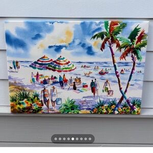 Colorful Beach Scene Canvas Art